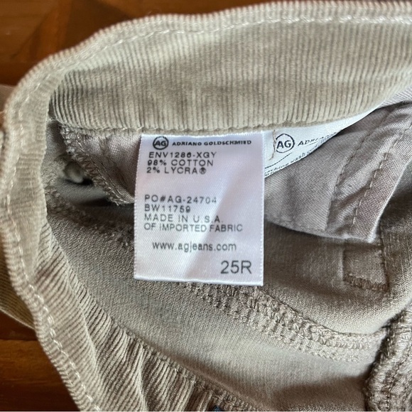 Anthropologie AG The Stevie Ankle Corduroy Jeans Size 25 R Grey Slim Straight - Picture 4 of 11